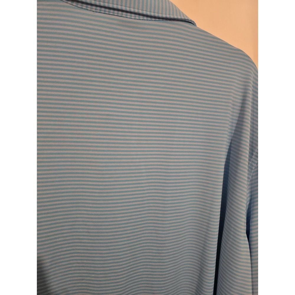Peter Millar Mens SZ XL Caribbean Blue Striped Performance Polo Mens Logo NWT - Picture 4 of 5